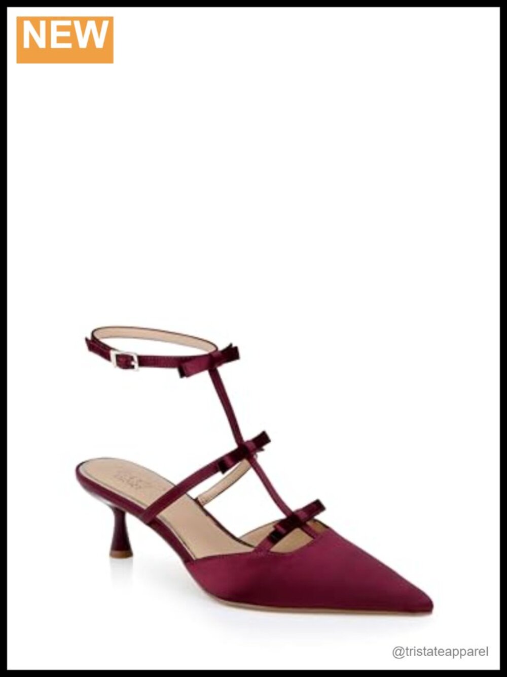 T-Strap Kitten Heel Pumps Pointed Toe Satin Formal Evening
